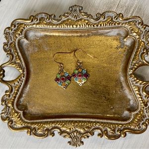 Colorful cluster dangle earrings